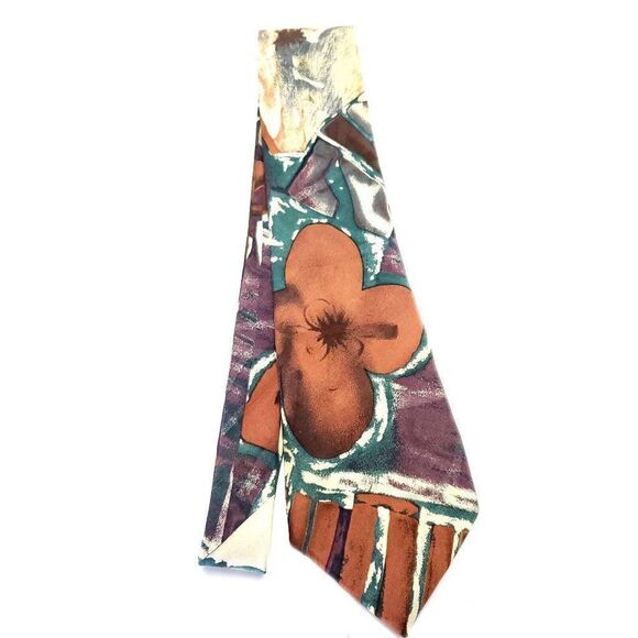 Pierre Cardin Multi Colored Silk Tie Woven Short Wide Floral - Picture 5 of 5